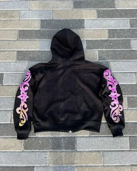 Flytonn-Streetwear y2k 90s Fashion Y2k Hip Hop Retro Harajuku Classic High Street Zip Up Hoodies Vintage Loose Letter Print Sweatshirts Casual Fashion Clothing