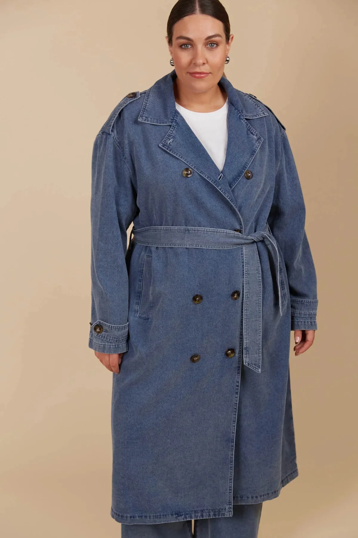 FREYA TRENCH COAT- DENIM