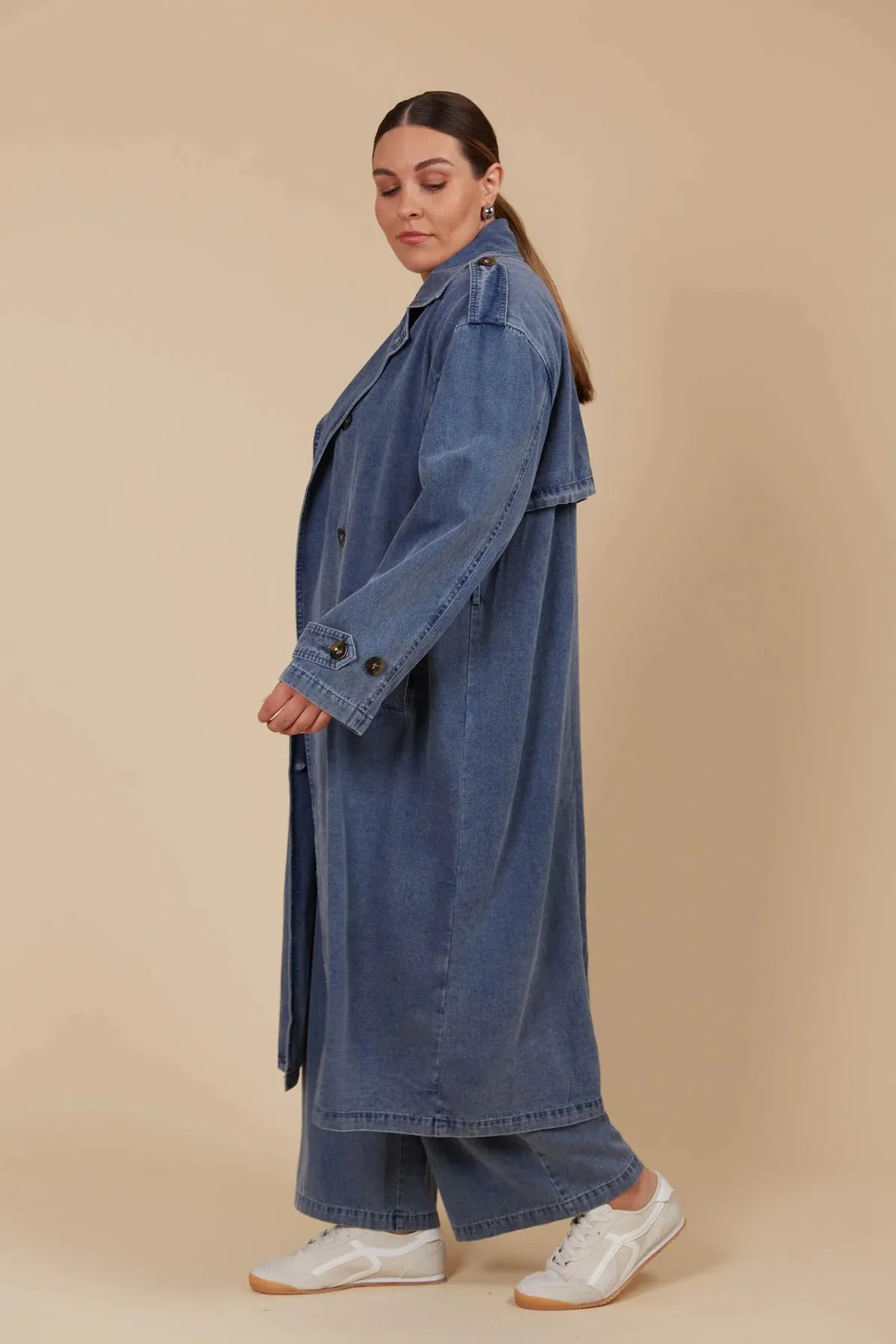 FREYA TRENCH COAT- DENIM