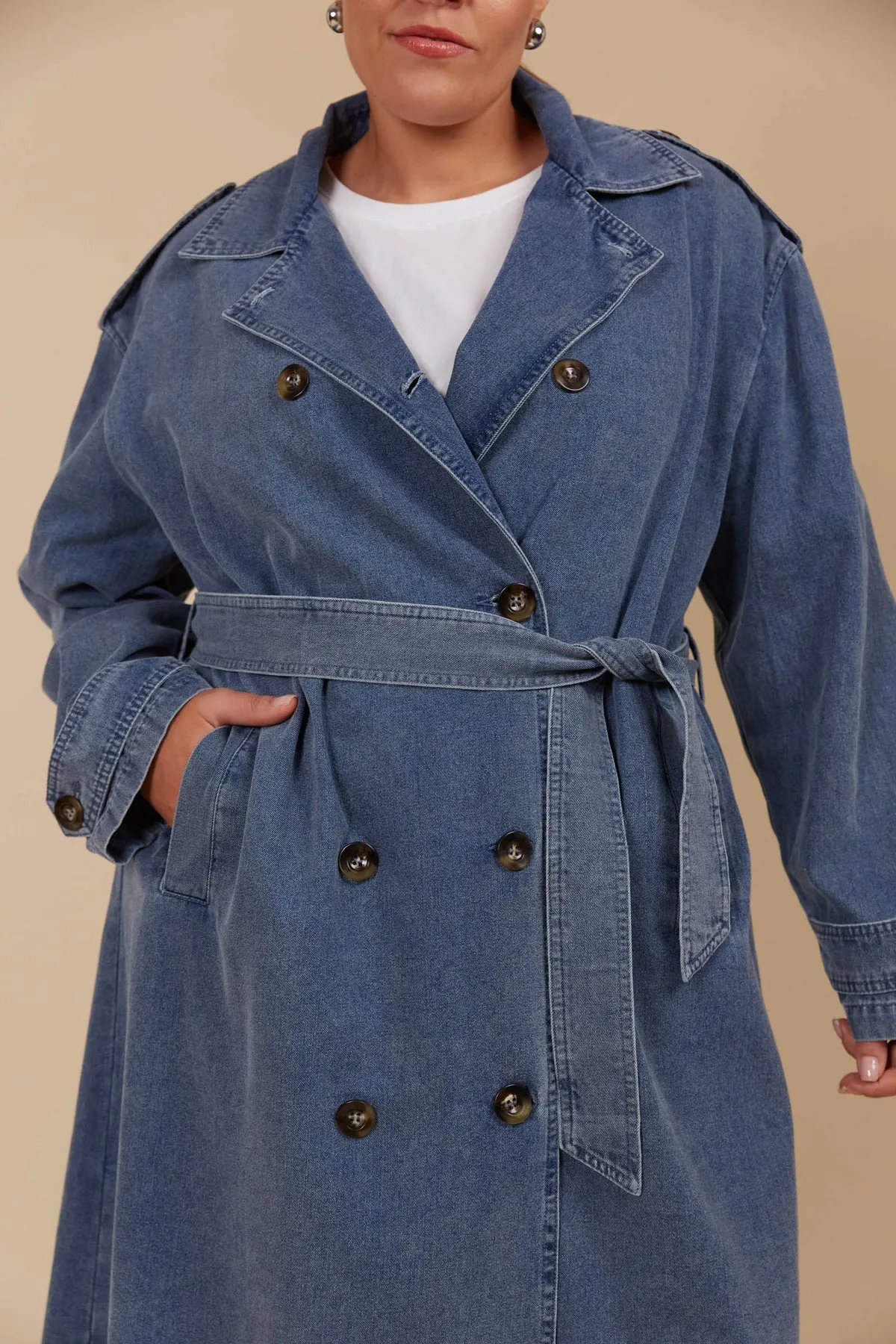 FREYA TRENCH COAT- DENIM
