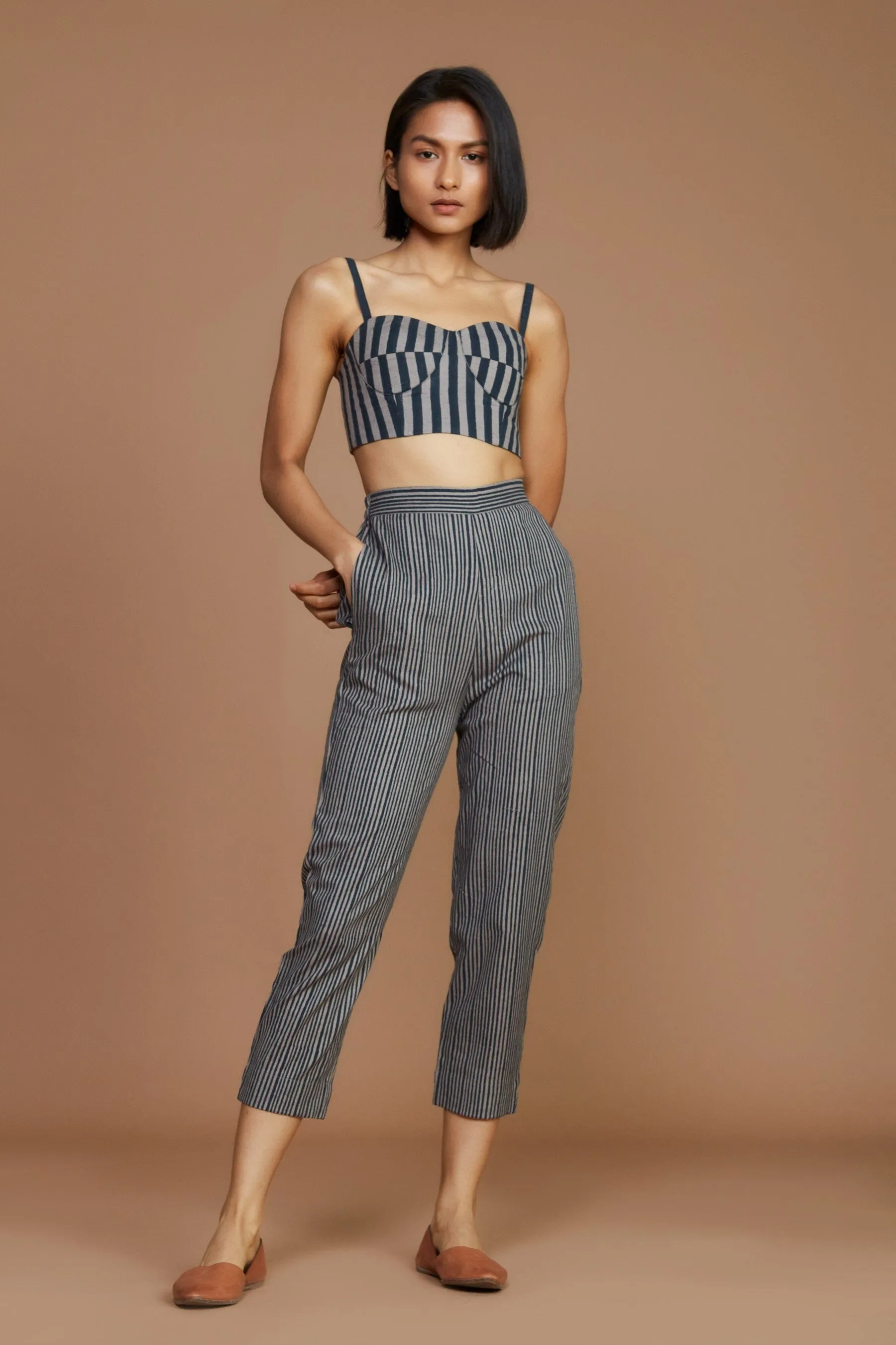 Grey with Charcoal Striped Corset (Ready to Ship)