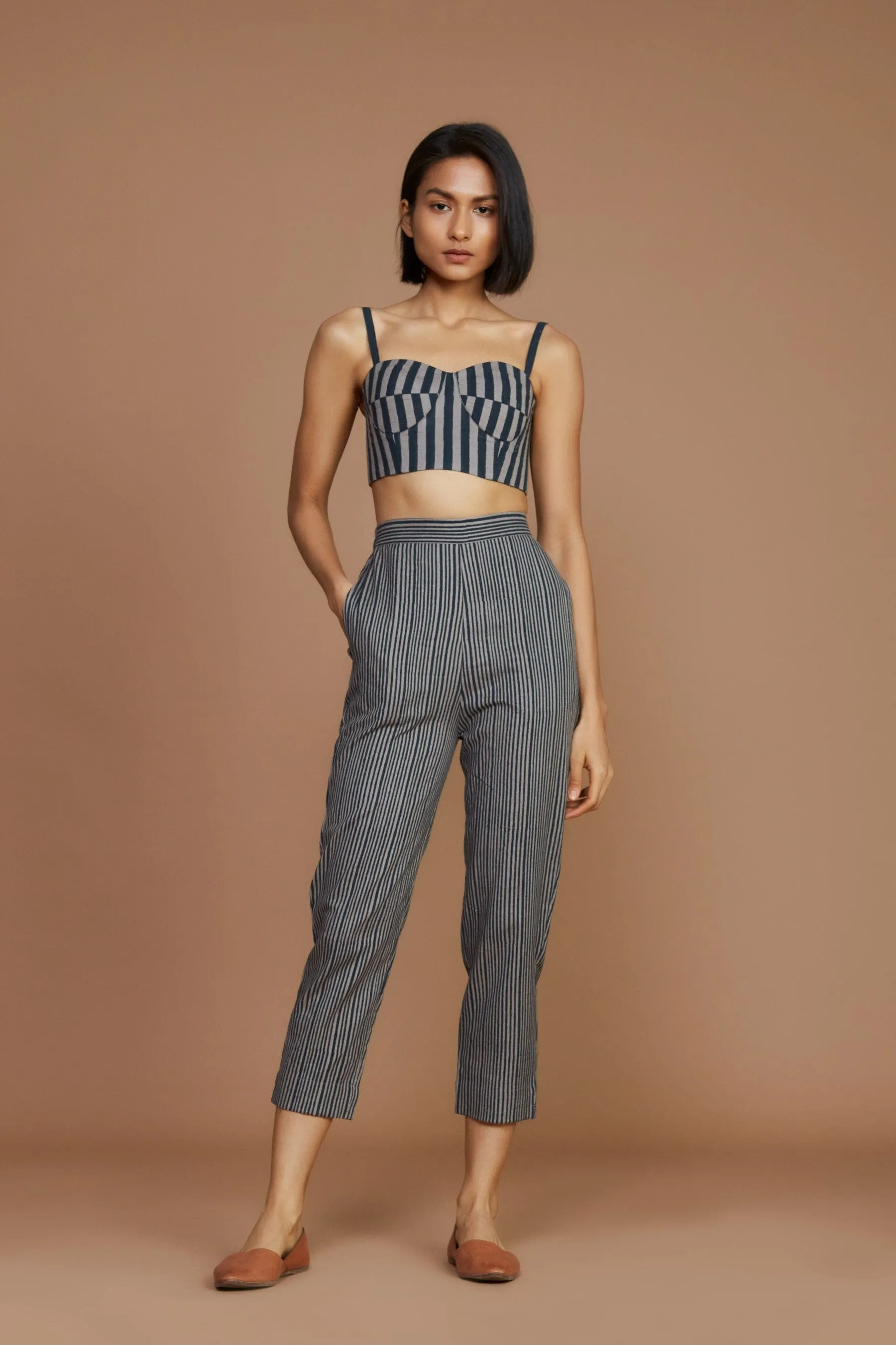 Grey with Charcoal Striped Corset (Ready to Ship)
