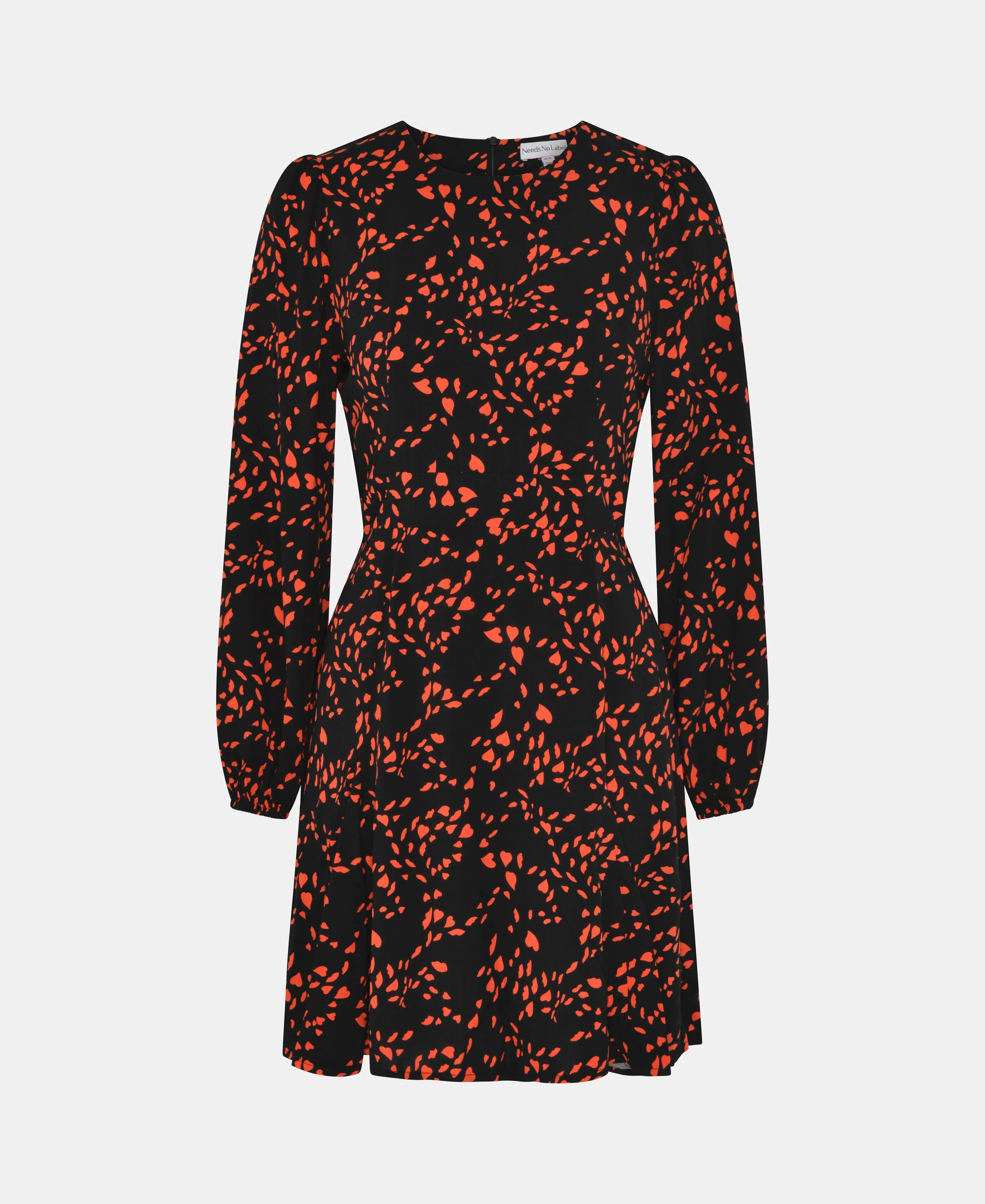 Heart Print Long Sleeve Mini Dress