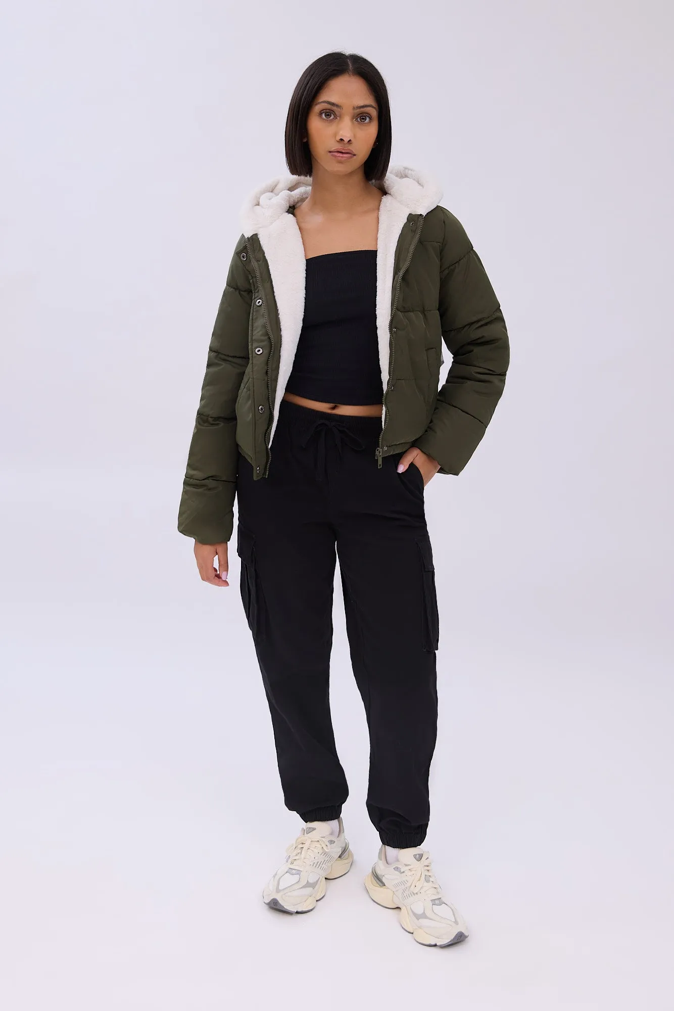 High Rise Cargo Twill Jogger