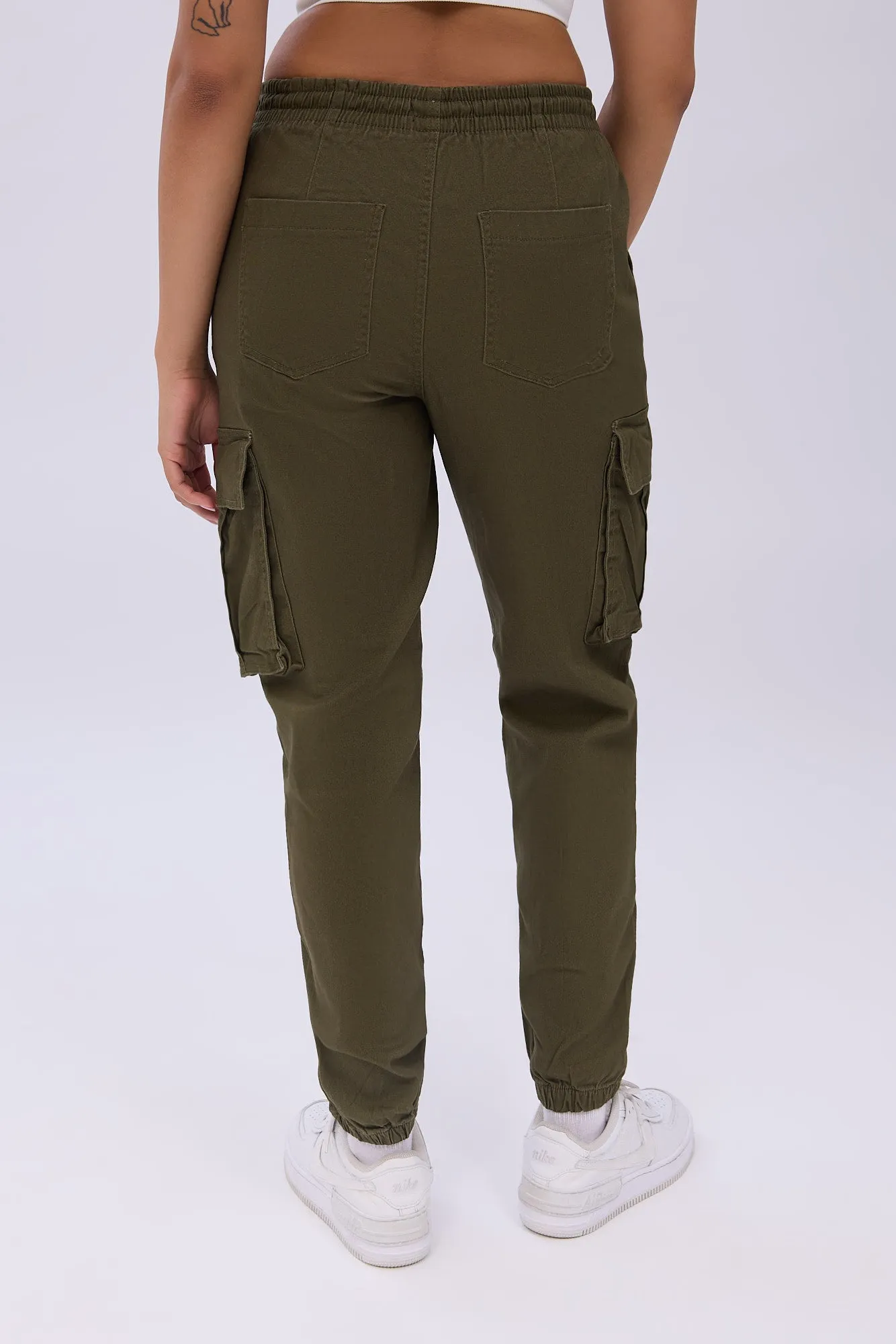 High Rise Cargo Twill Jogger