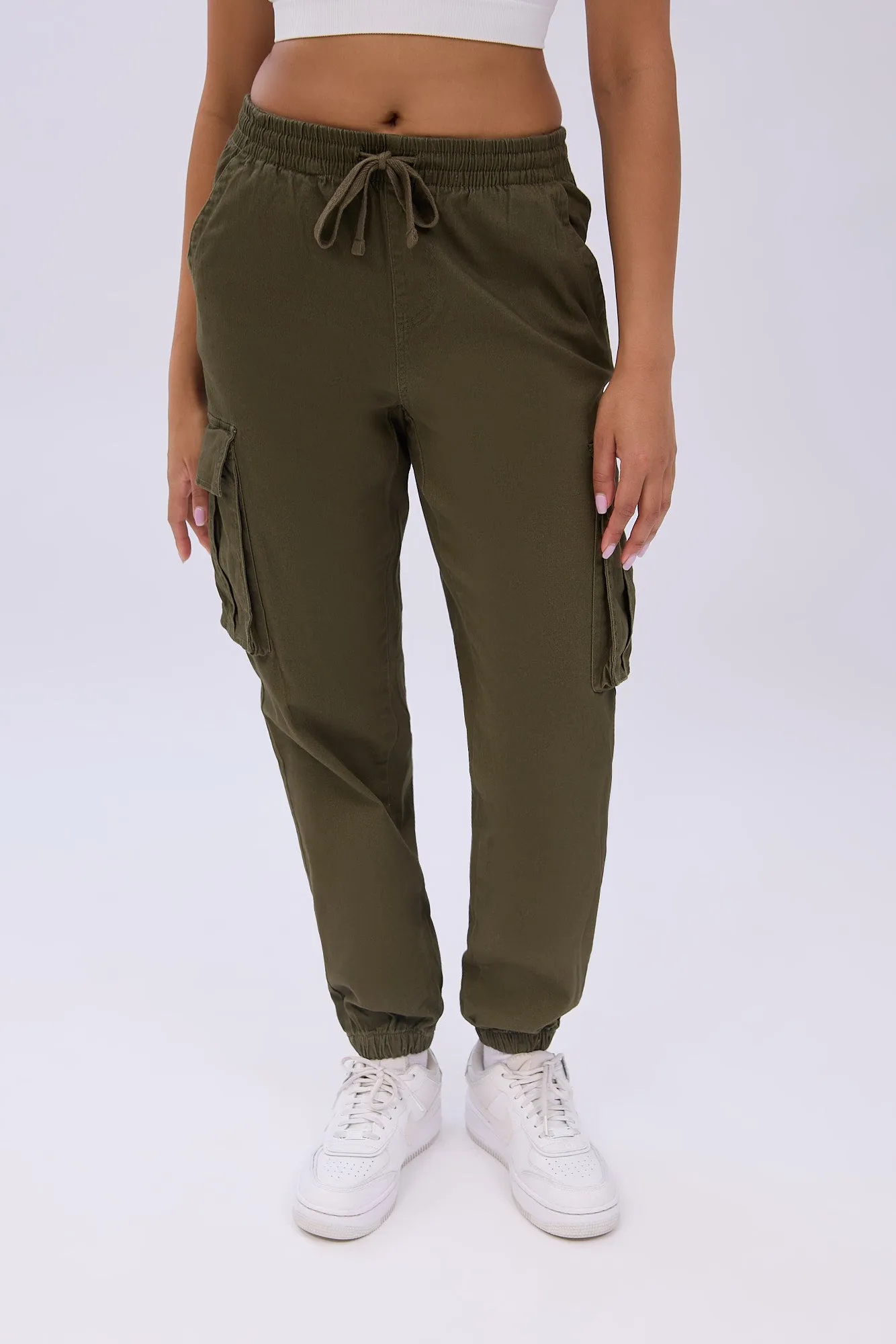 High Rise Cargo Twill Jogger
