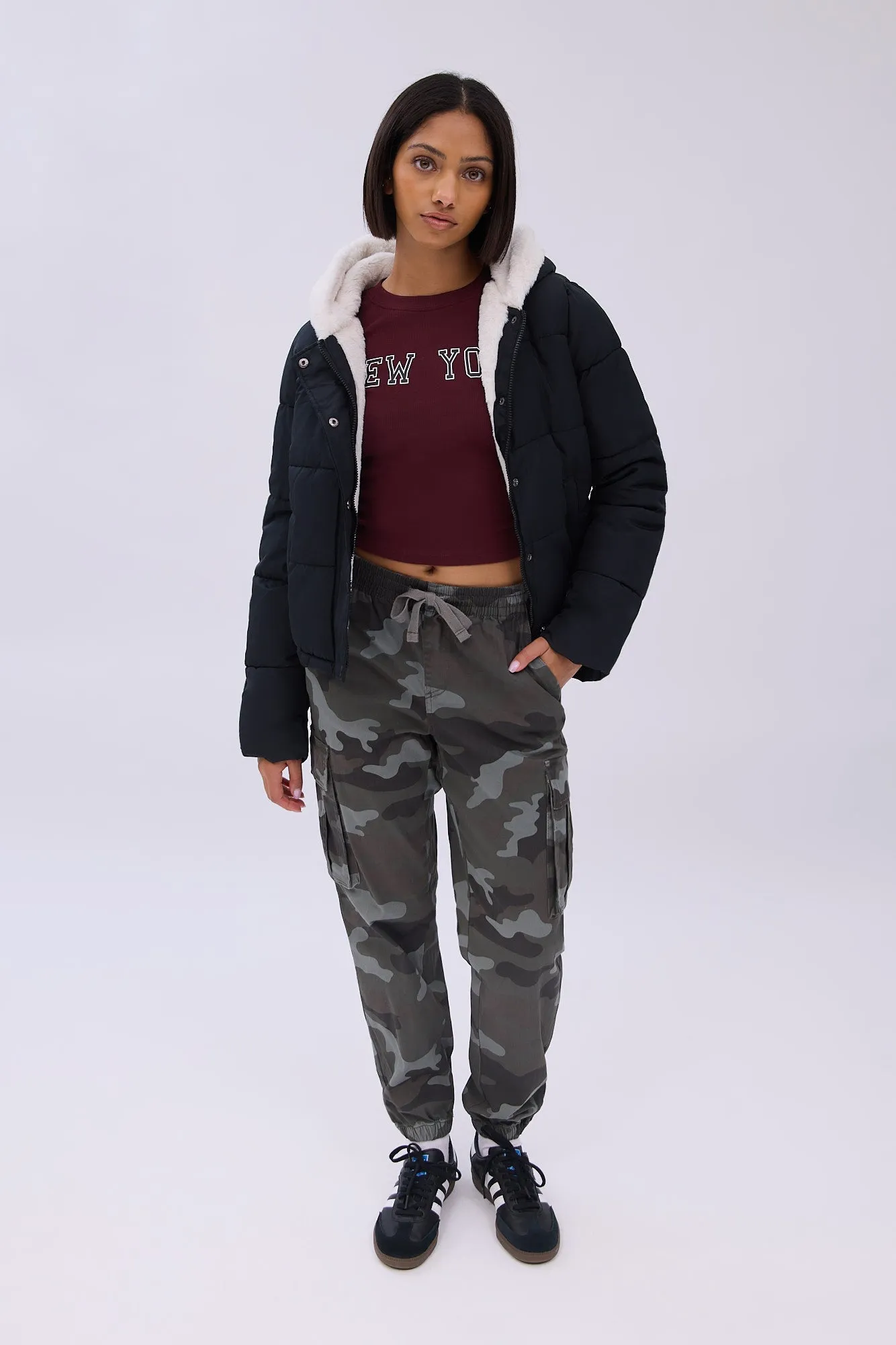 High Rise Cargo Twill Jogger