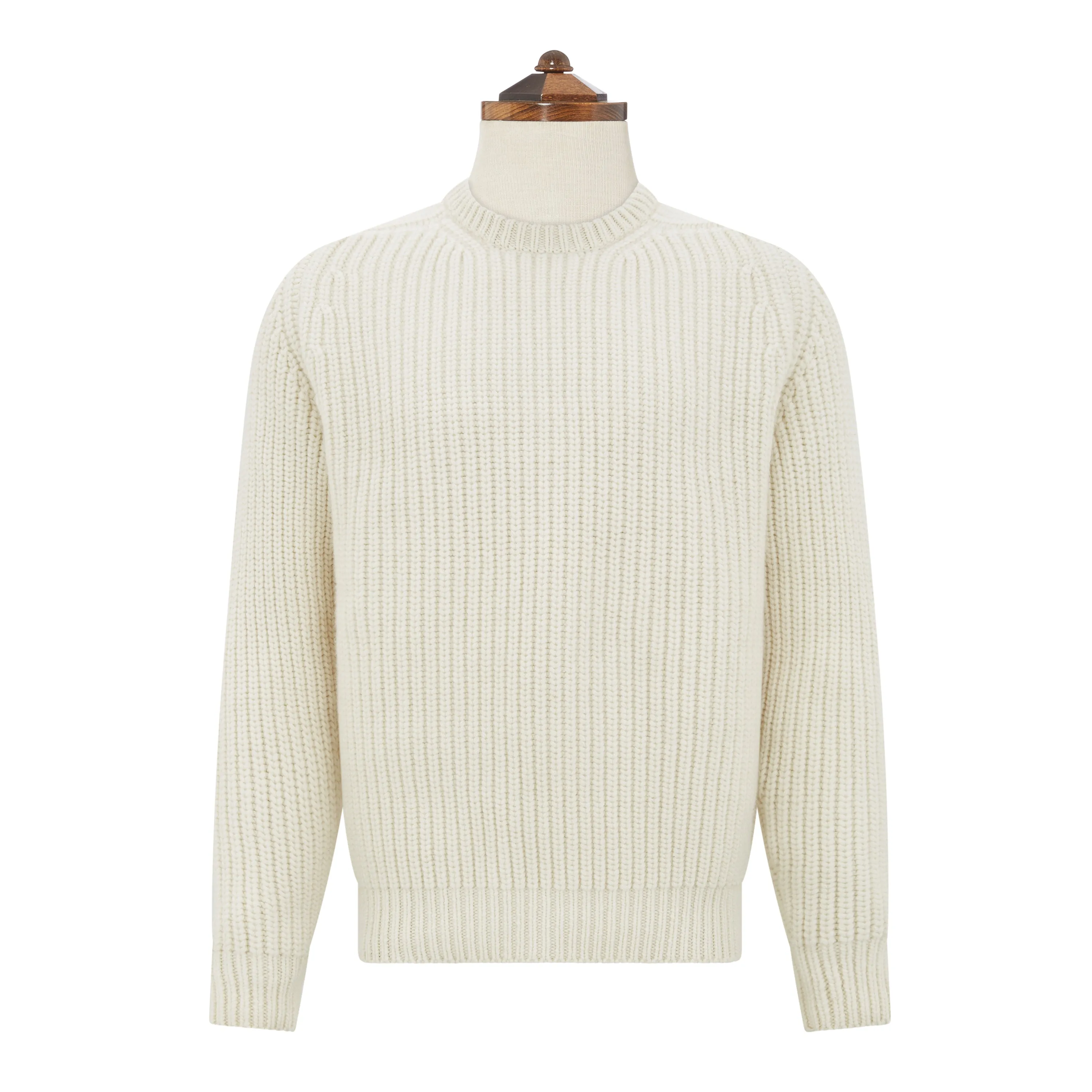 Kinsale Ribbed Chalk White Crew Jumper