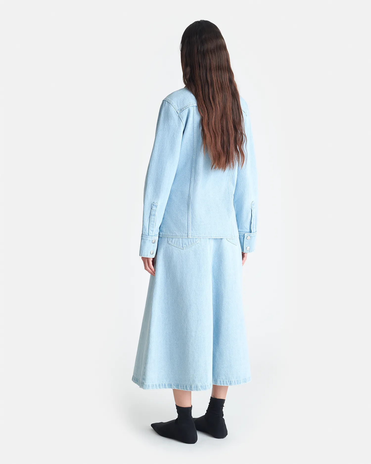 Letisa - Leather-Trimmed Denim Shirt - Eco Bleach/Hazel