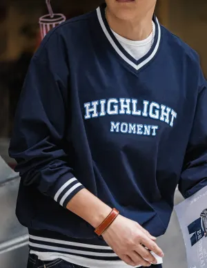 Maden Brand 2022 Korea Style Streetwear Sweatshirts Man Oversized Vintage Fashion Casual Embroidered V-neck Baseball Wear