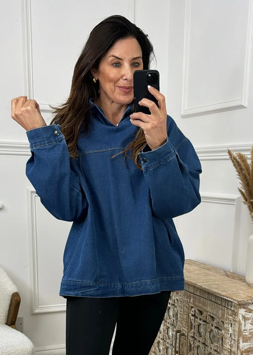 Mariska Blue Denim Hoodie