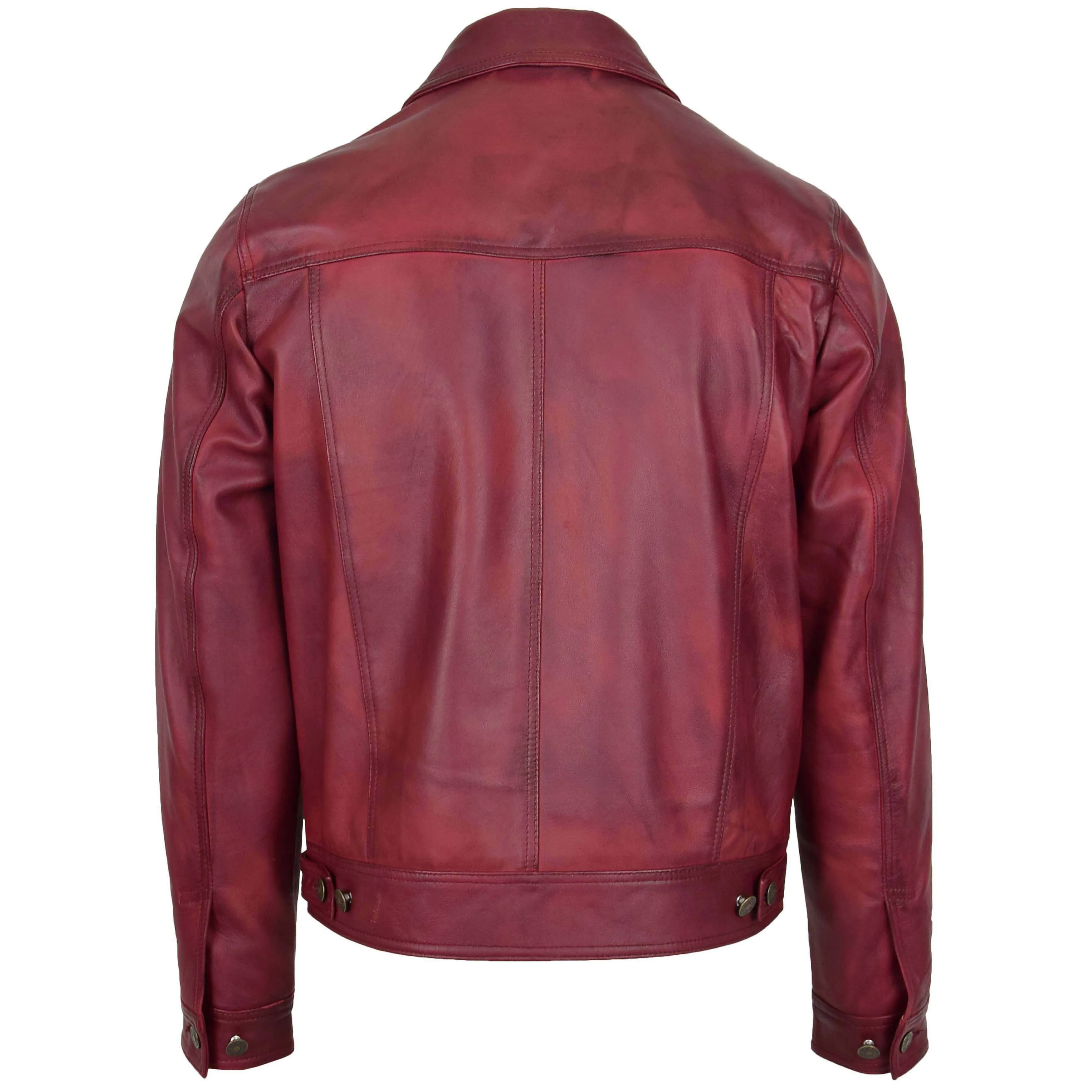 Mens Leather Lee Rider Casual Jacket Terry Burgundy