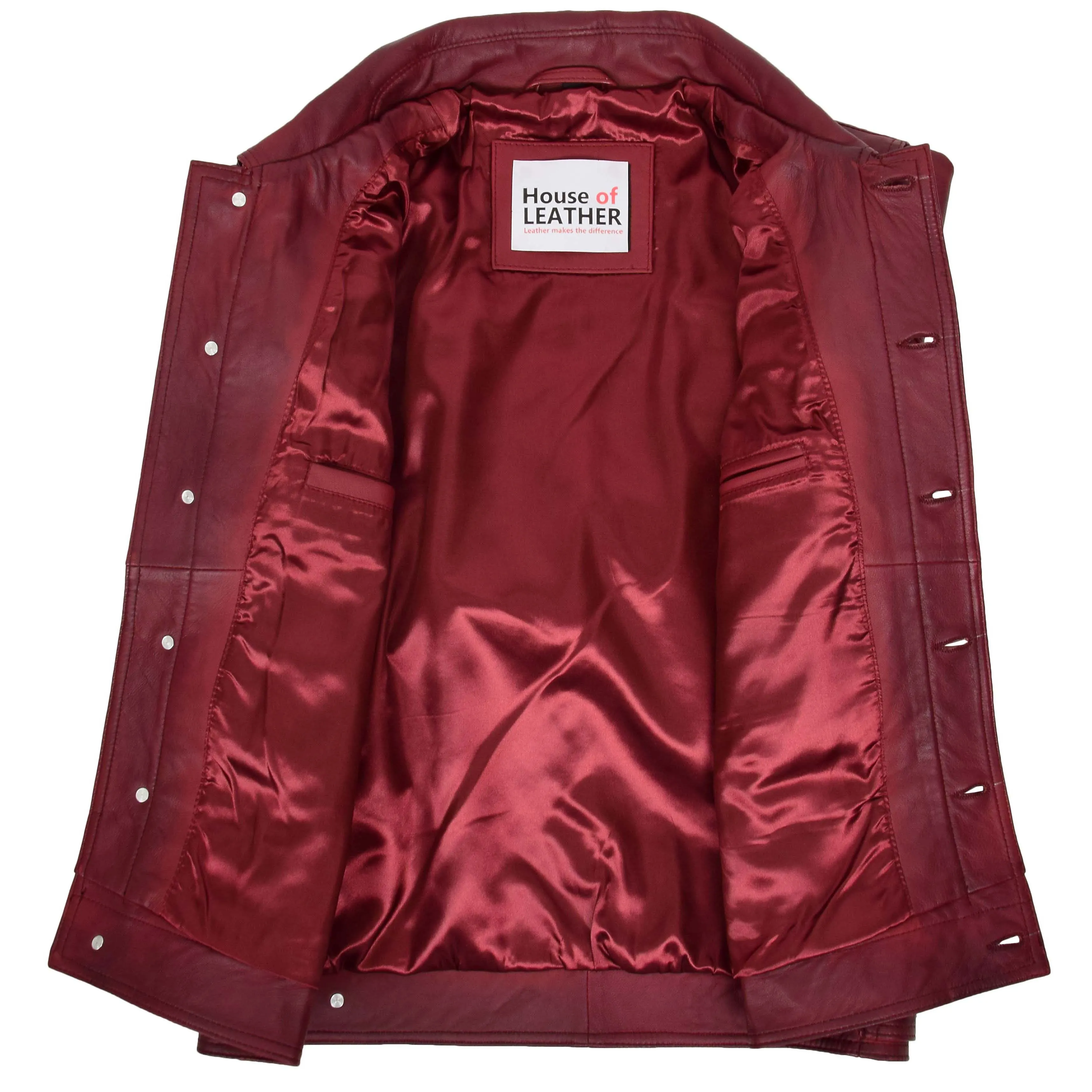 Mens Leather Lee Rider Casual Jacket Terry Burgundy