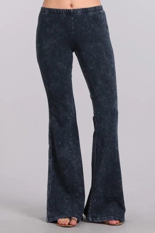 Mineral Wash Bell Bottom Soft Pants, Charcoal Navy