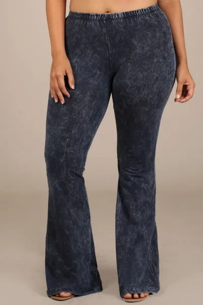 Mineral Wash Bell Bottom Soft Pants, Charcoal Navy