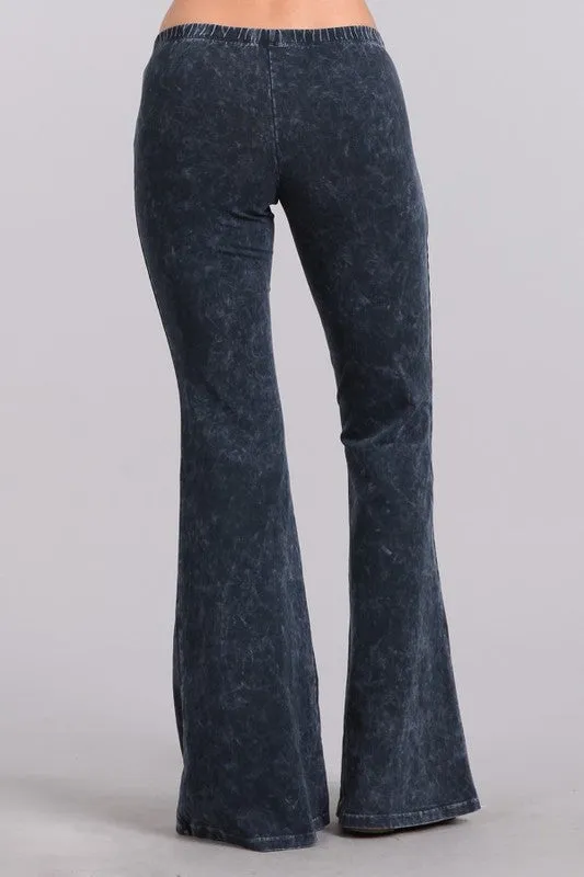 Mineral Wash Bell Bottom Soft Pants, Charcoal Navy