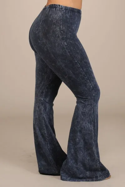 Mineral Wash Bell Bottom Soft Pants, Charcoal Navy