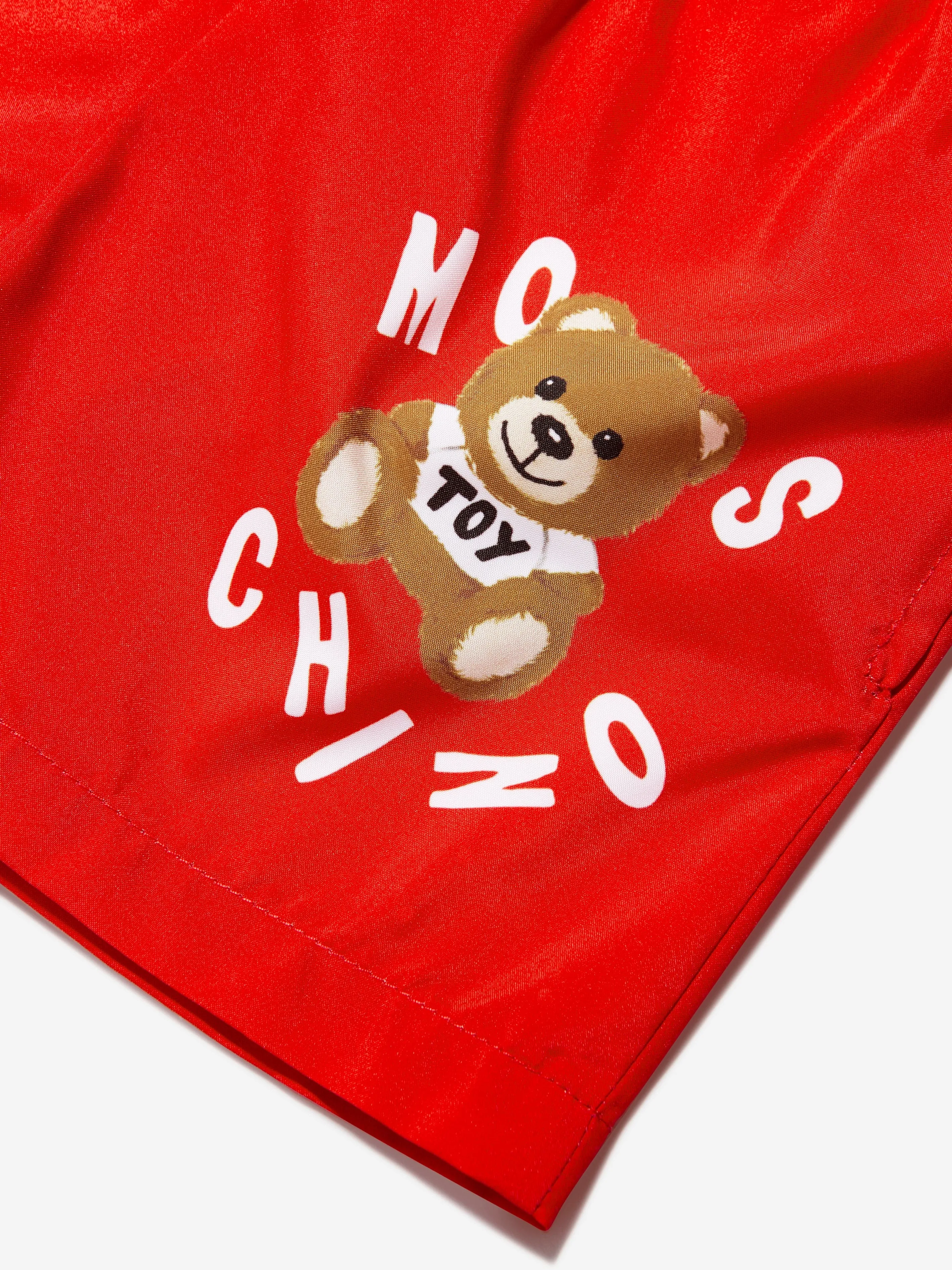 Moschino Boys Teddy Logo Swim Shorts in Red