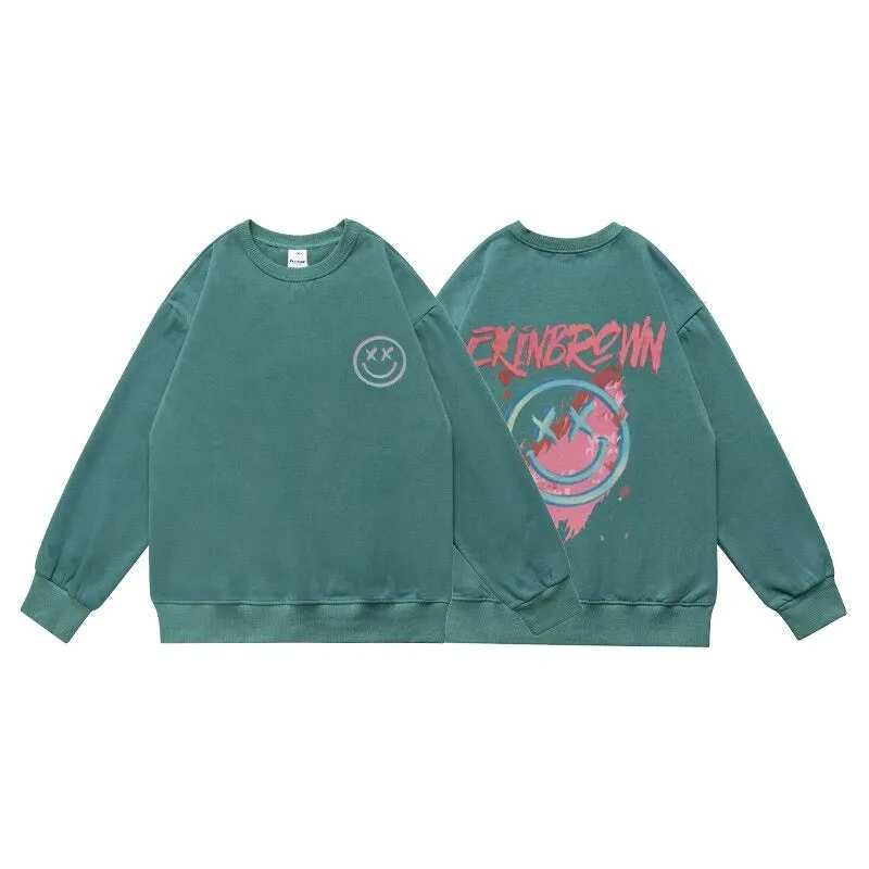 Oversized New Men's Sweatshirts Fashion Cartoon Graphic Casual O Neck Hoodies Korean Male Streetwear Pullover Clothing