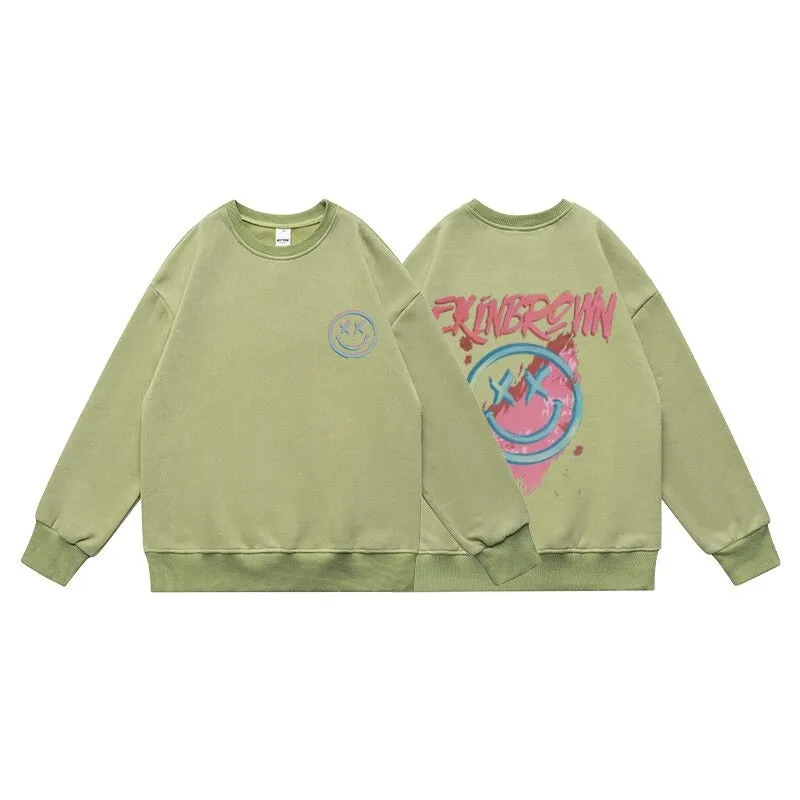 Oversized New Men's Sweatshirts Fashion Cartoon Graphic Casual O Neck Hoodies Korean Male Streetwear Pullover Clothing