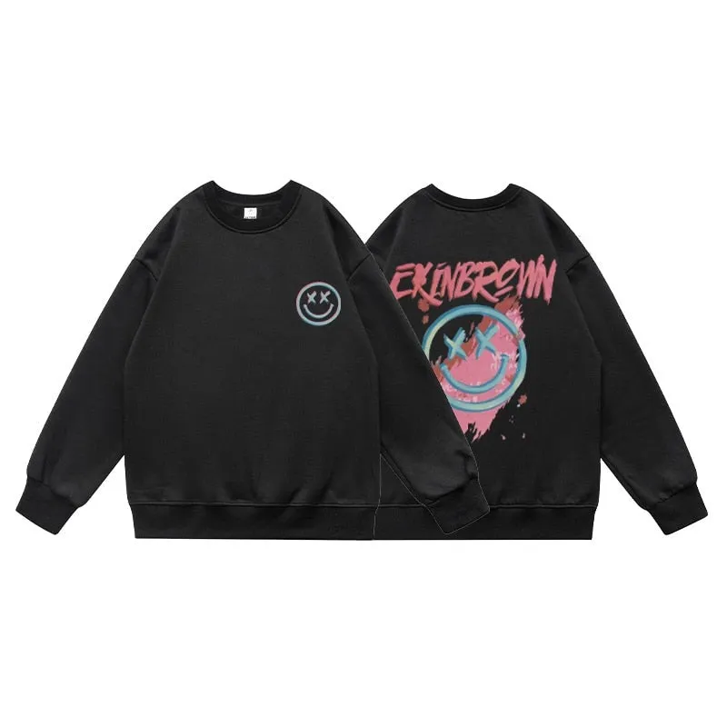 Oversized New Men's Sweatshirts Fashion Cartoon Graphic Casual O Neck Hoodies Korean Male Streetwear Pullover Clothing