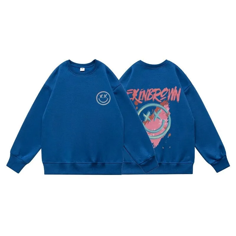 Oversized New Men's Sweatshirts Fashion Cartoon Graphic Casual O Neck Hoodies Korean Male Streetwear Pullover Clothing