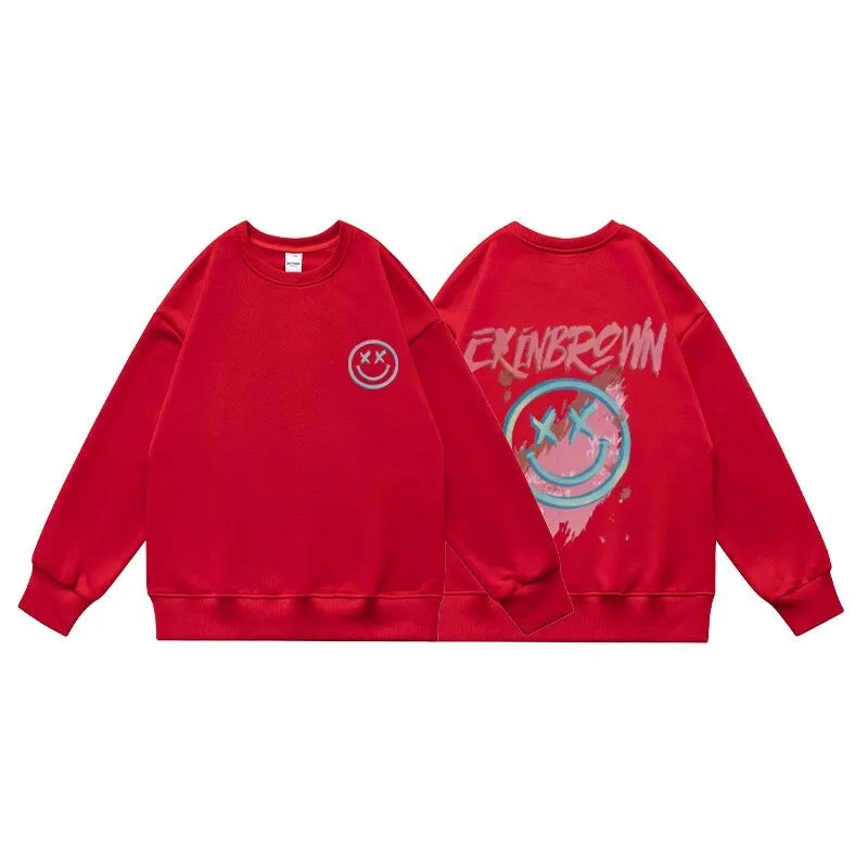 Oversized New Men's Sweatshirts Fashion Cartoon Graphic Casual O Neck Hoodies Korean Male Streetwear Pullover Clothing