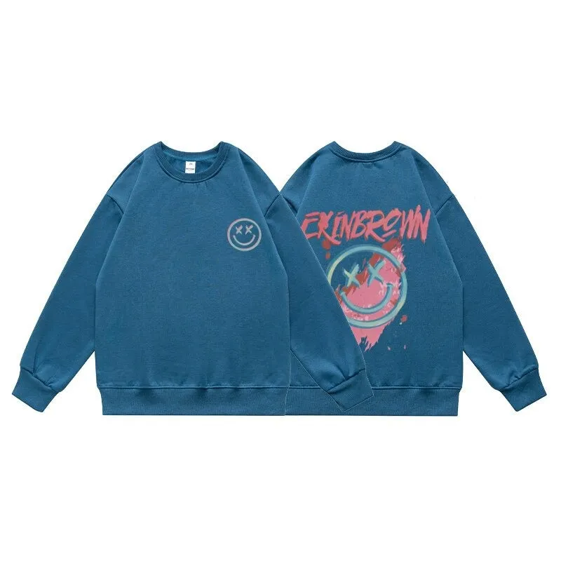 Oversized New Men's Sweatshirts Fashion Cartoon Graphic Casual O Neck Hoodies Korean Male Streetwear Pullover Clothing