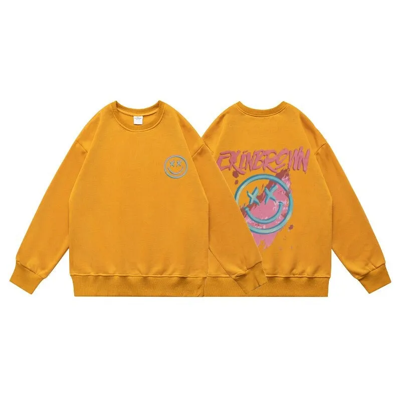 Oversized New Men's Sweatshirts Fashion Cartoon Graphic Casual O Neck Hoodies Korean Male Streetwear Pullover Clothing