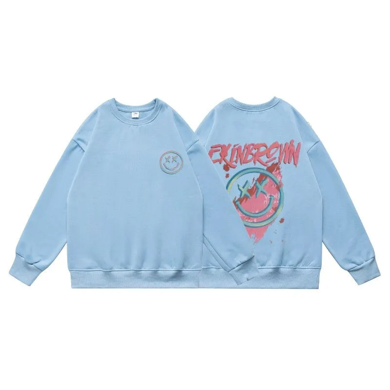 Oversized New Men's Sweatshirts Fashion Cartoon Graphic Casual O Neck Hoodies Korean Male Streetwear Pullover Clothing