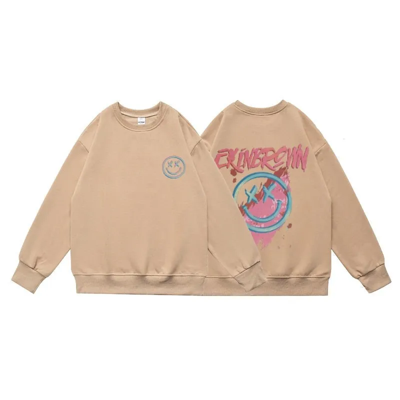 Oversized New Men's Sweatshirts Fashion Cartoon Graphic Casual O Neck Hoodies Korean Male Streetwear Pullover Clothing