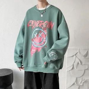 Oversized New Men's Sweatshirts Fashion Cartoon Graphic Casual O Neck Hoodies Korean Male Streetwear Pullover Clothing