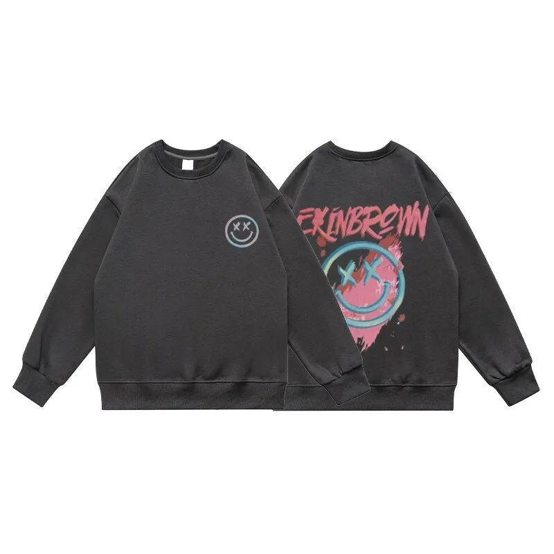 Oversized New Men's Sweatshirts Fashion Cartoon Graphic Casual O Neck Hoodies Korean Male Streetwear Pullover Clothing