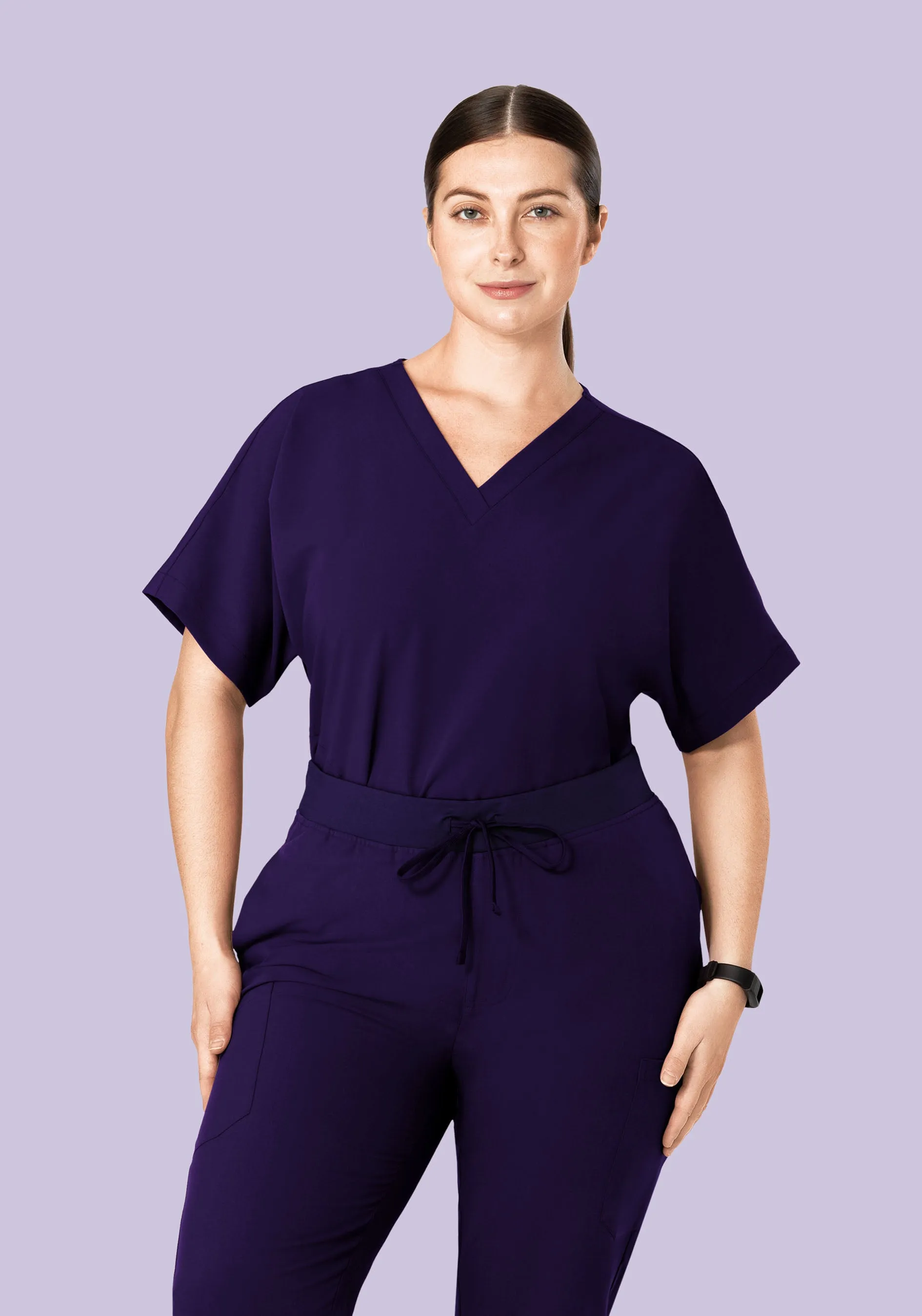 Oversized V Neck Top Eggplant