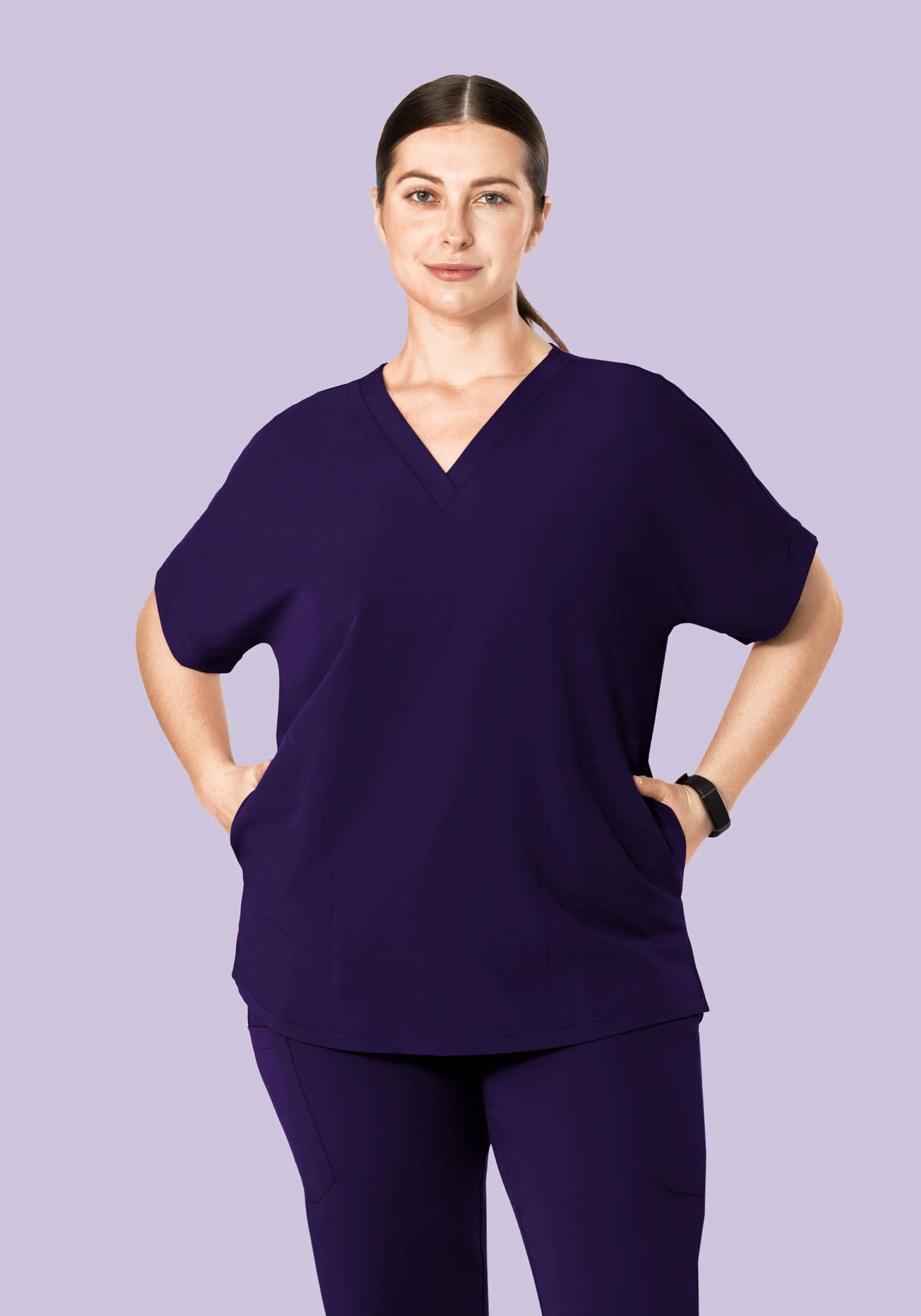 Oversized V Neck Top Eggplant