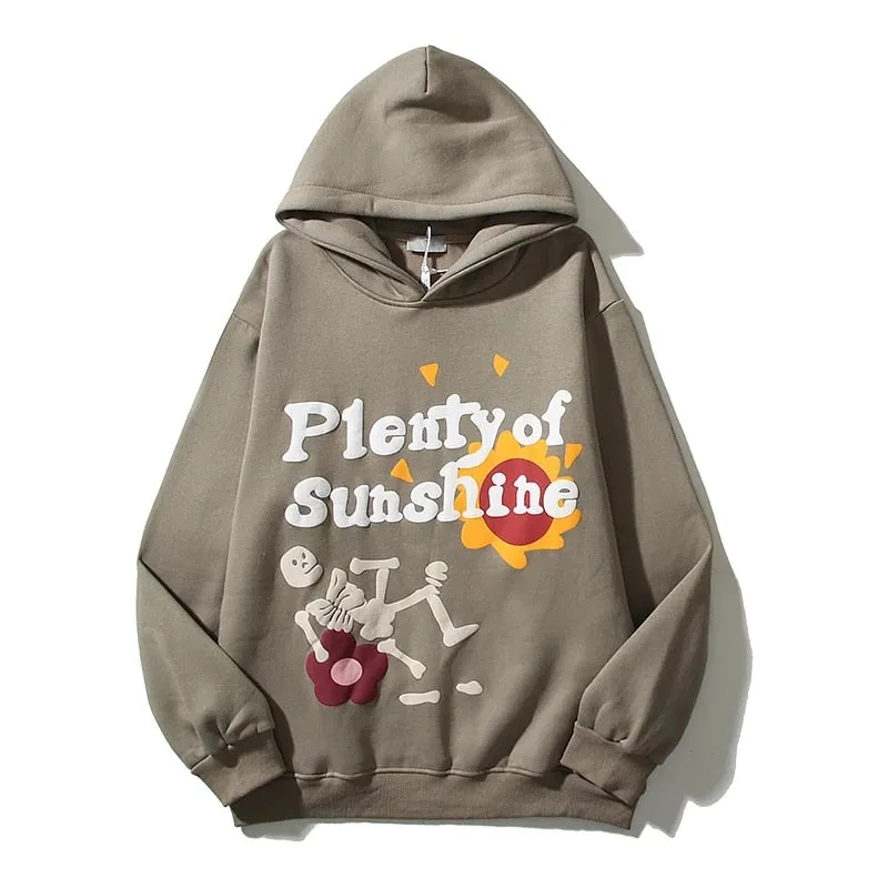 Purpdrank - Retro Foam Kapok Print Letter Embroidery Pullover Hoodies Men's and Women's Streetwear Oversize Fleece Hooded Sweatshirts