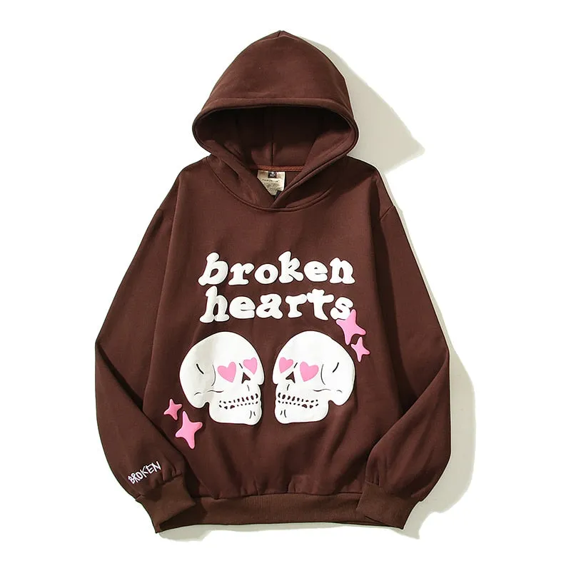 Purpdrank - Retro Foam Kapok Print Letter Embroidery Pullover Hoodies Men's and Women's Streetwear Oversize Fleece Hooded Sweatshirts