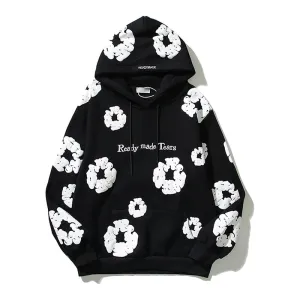 Purpdrank - Retro Foam Kapok Print Letter Embroidery Pullover Hoodies Men's and Women's Streetwear Oversize Fleece Hooded Sweatshirts