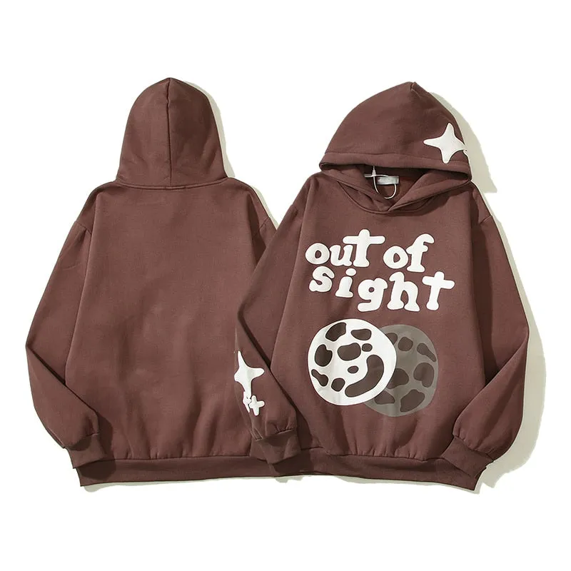 Purpdrank - Retro Foam Kapok Print Letter Embroidery Pullover Hoodies Men's and Women's Streetwear Oversize Fleece Hooded Sweatshirts