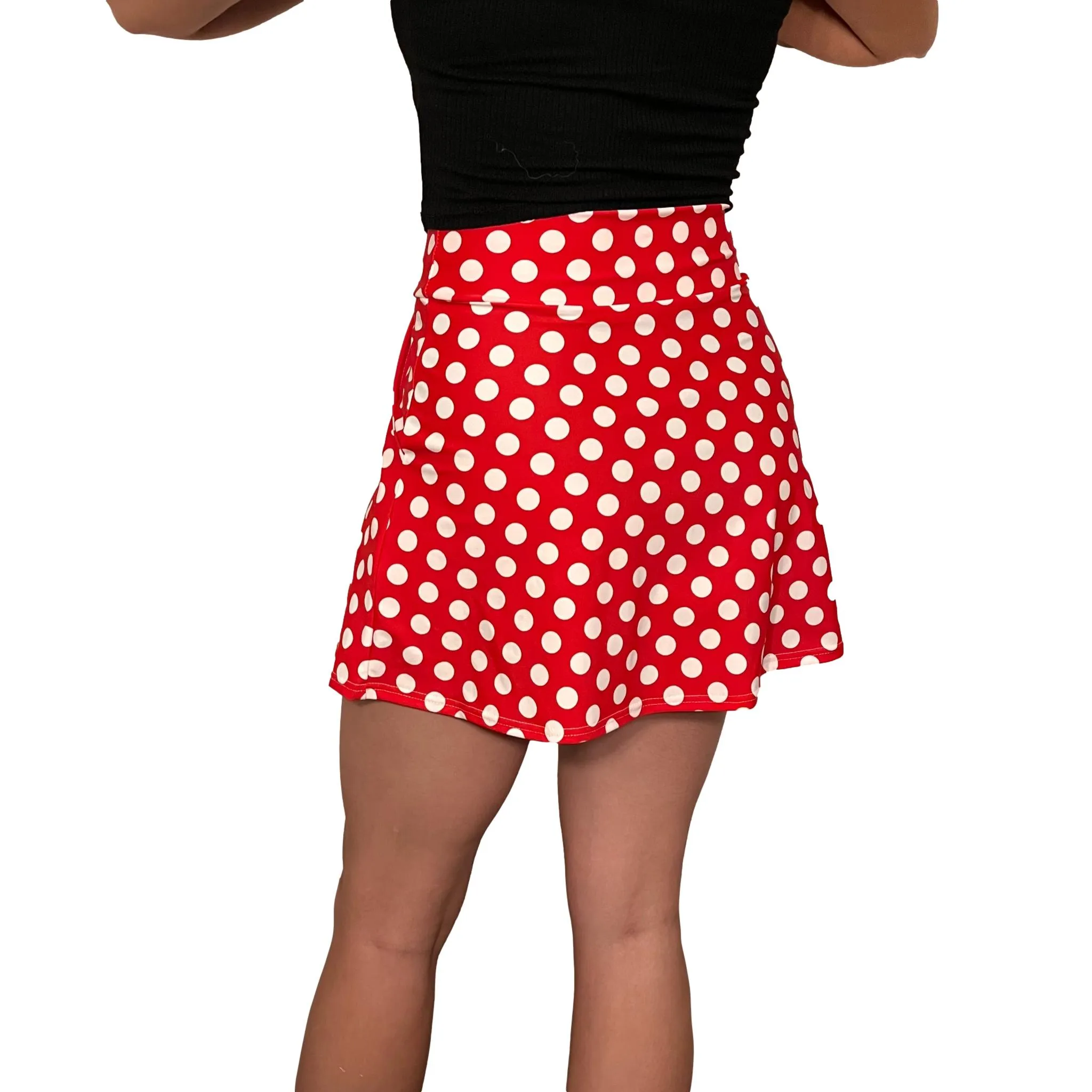 Red w/ White Polka Dot A-line Skirt w/Optional Pockets