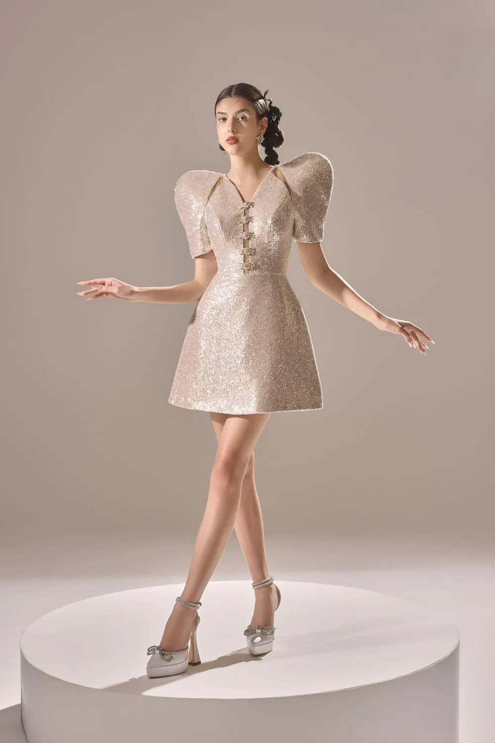 Rosamia A-line V-Neck Sequin Mini Dress