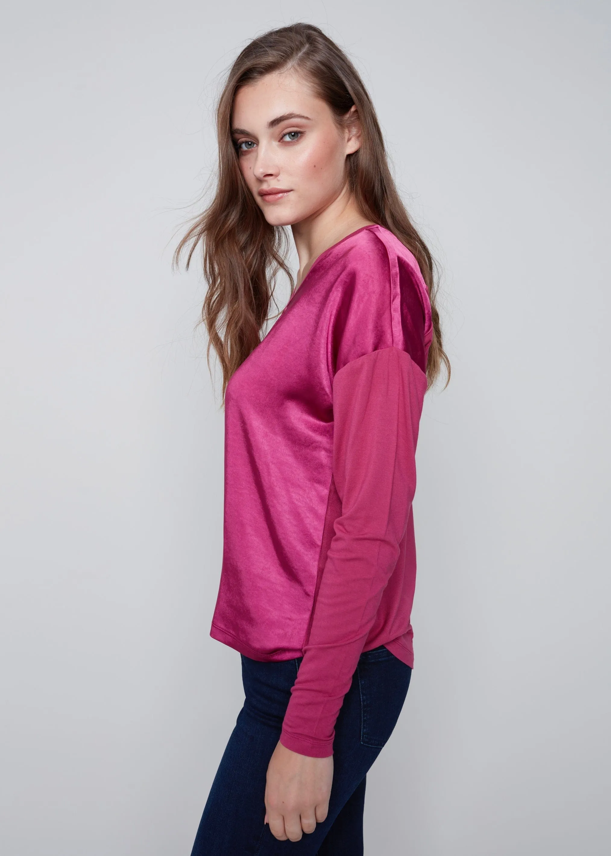 Satin Jersey Knit Top by Charlie B
