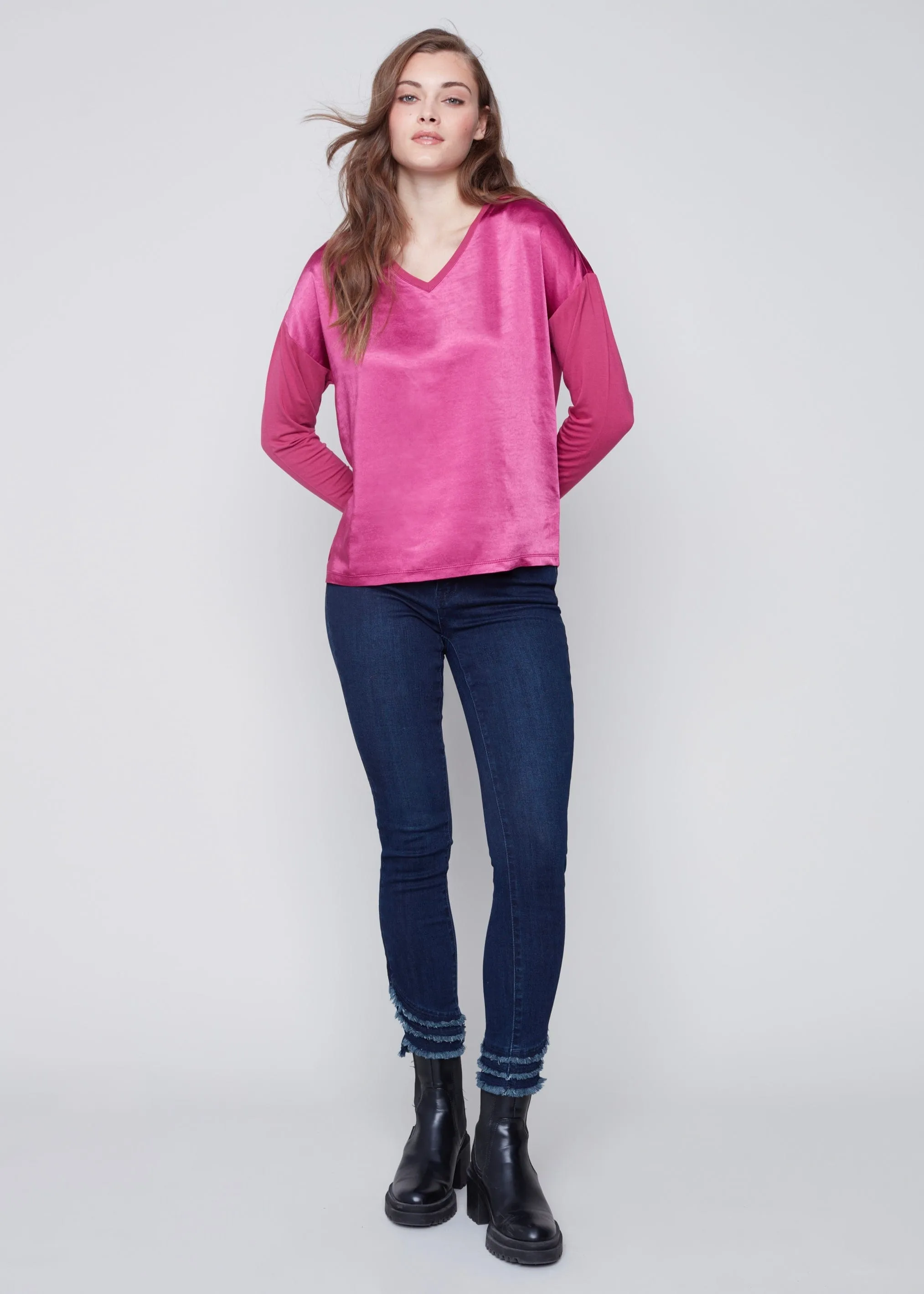 Satin Jersey Knit Top by Charlie B