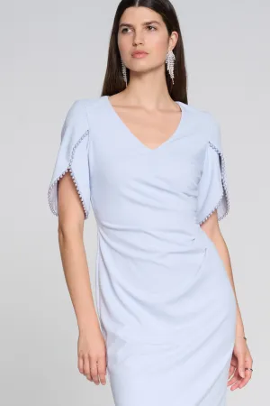 Scuba Crepe Sheath Dress with Pearl Detail