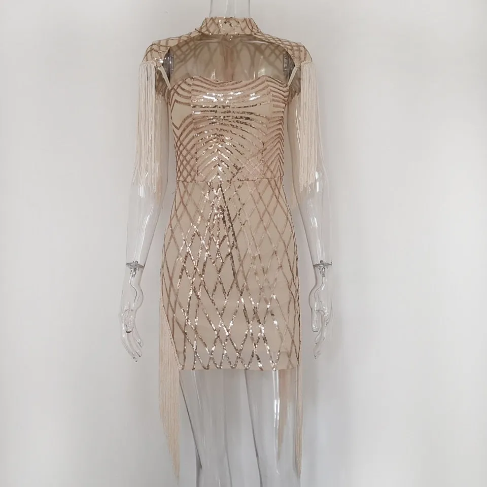 Tassel Cloak Sleeve Party Dress
