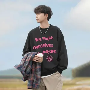 Wiaofellas  -  Brand Letter Print Sweatshirts Man O Neck Autumn Winter New Casual Sweatshirts for Couples Baggy Retro Streetwear