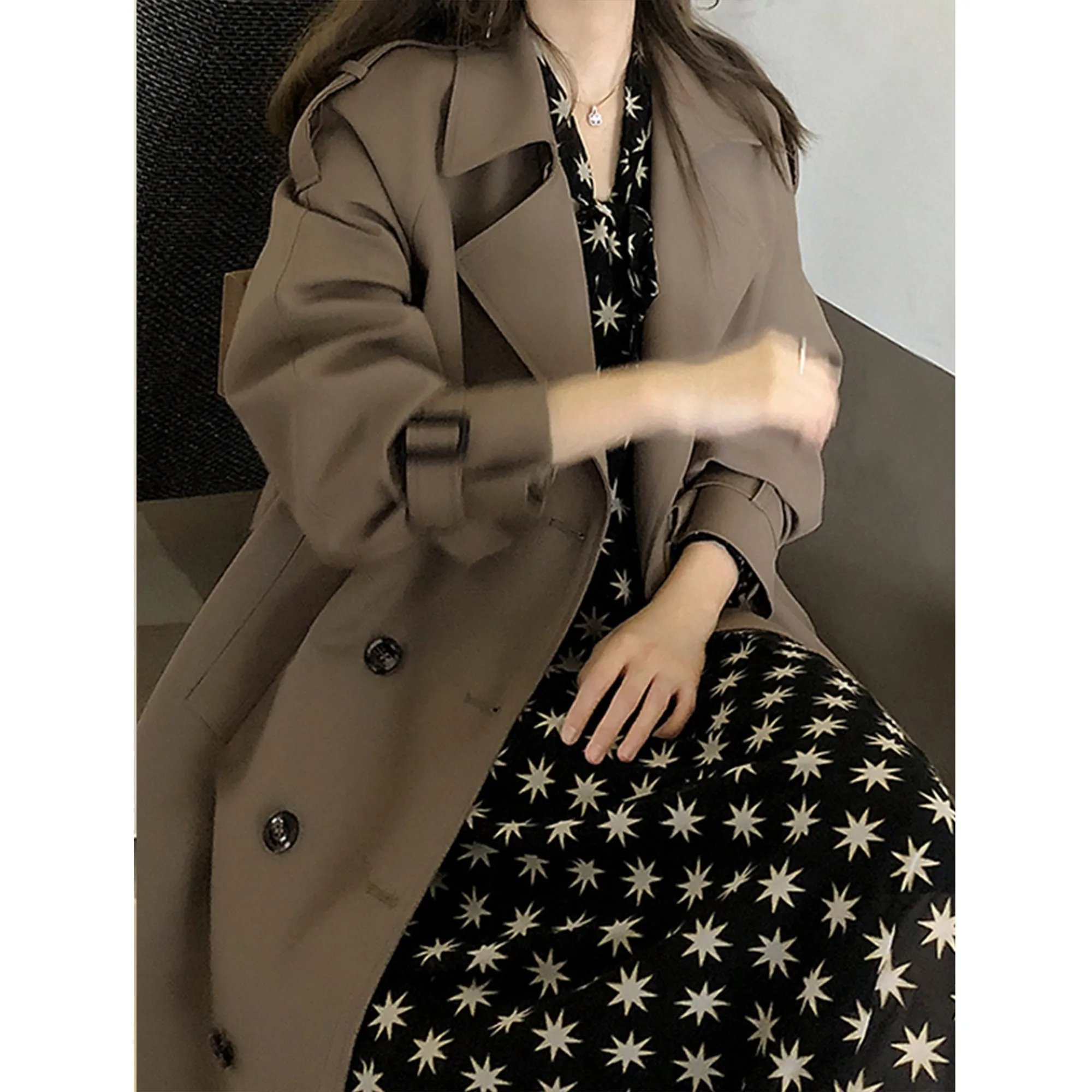 Women Trendy Trench Coat, Double Breasted Coat,  Elegant Oversize Trench Coat