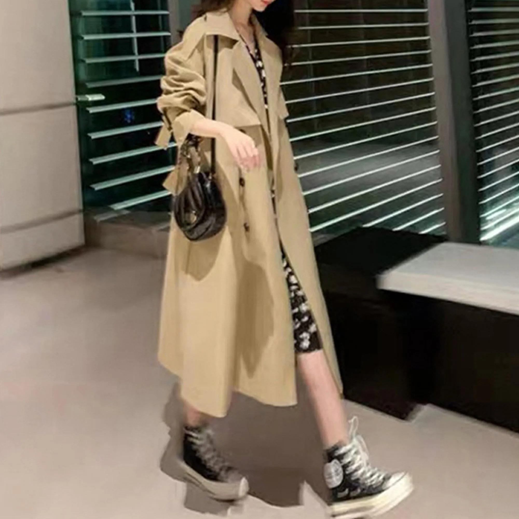 Women Trendy Trench Coat, Double Breasted Coat,  Elegant Oversize Trench Coat