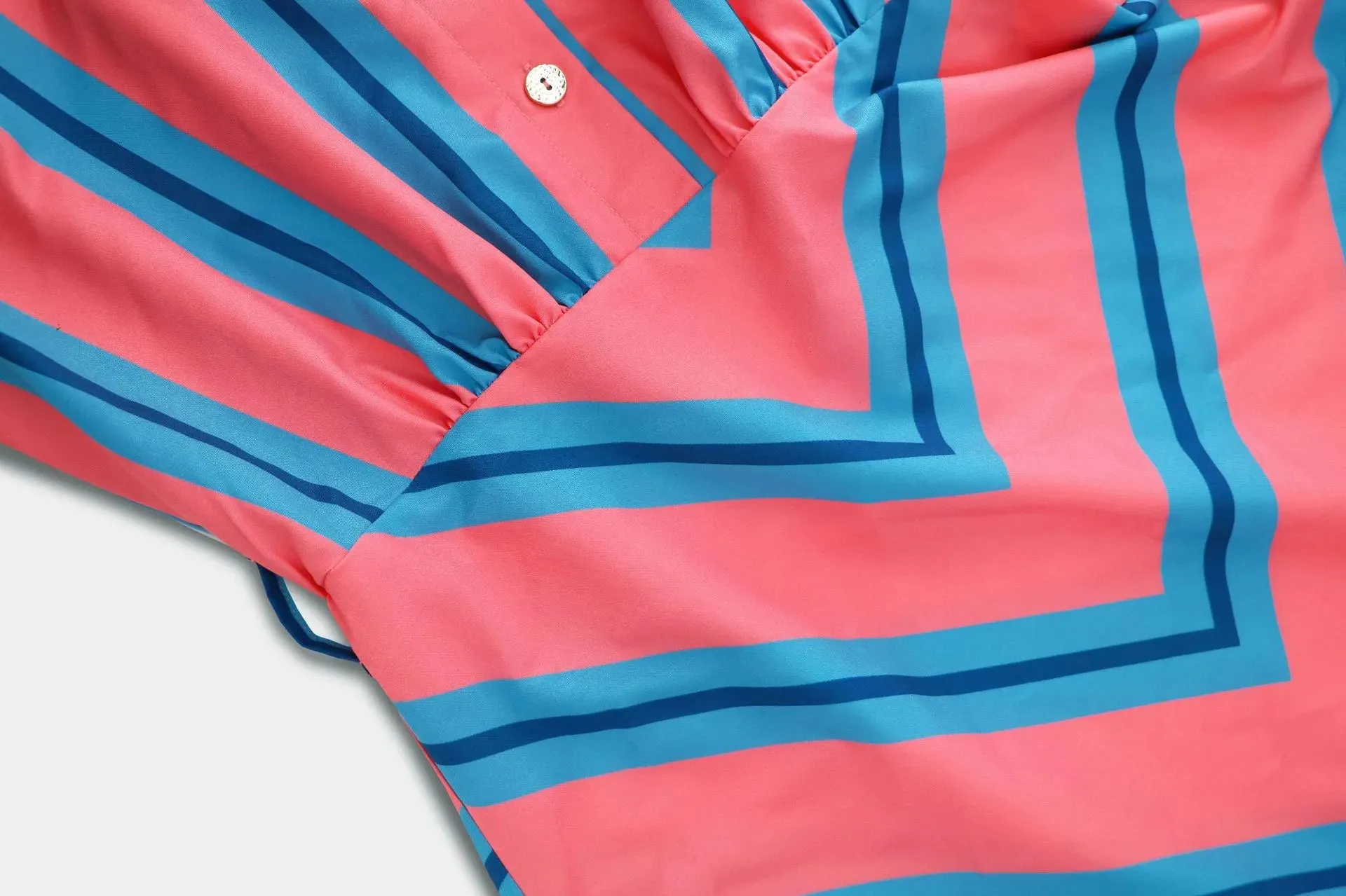 Women's Casual Colorful Stripes Slim-fit Shirt Dress with Belt