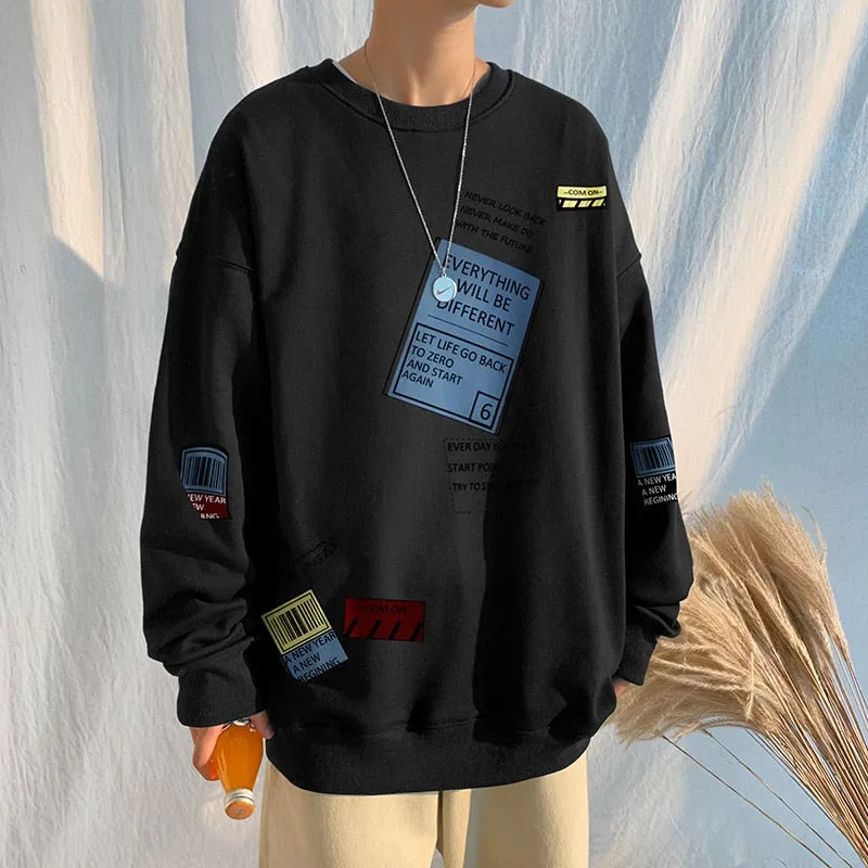 xiangtuibao Autumn Spring Hoodies Sweatshirt Men's White Loose Hip Hop Pullover Streetwear Casual Fashion Women Clothes Oversized